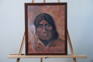 Signed D.F. Fosler original oil painting portrait weeping Native
