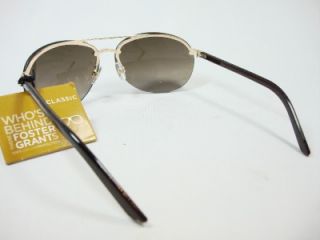 Foster Grant Unisex Gold Aviator Classic Sunglasses Brown Lens Nouveau
