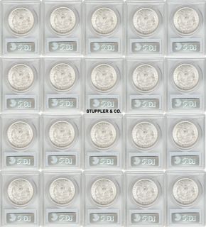 Lot of 20 1921 $1 Morgan PCGS MS64 Choice Certified Silver Dollar
