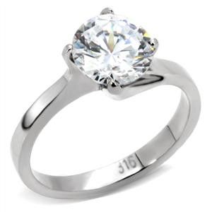 Ct CZ Round Solitaire Engagement Ring Shiny Stainless Steel Fast Free