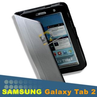 Black PU Leather Folio Flip Book Case Cover For Samsung P3100 Galaxy