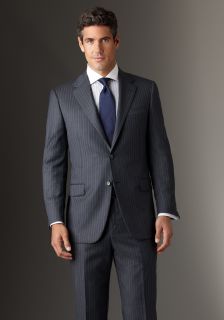 Hickey Freeman Mens Mahogany Collection Blue Stripe Suit