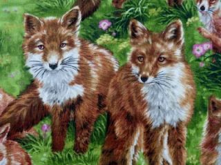 New Backyard Bandits Fox Foxes Animal Nature Grass Fabric BTY Fabri