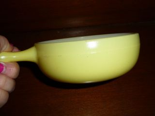  Yellow White Lug Handled Vtg GlasBake French Onion Soup Bowl J 314 USA