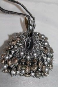 Mary Frances Silver Mercury Rising Beaded Handbag Purse Wristlet