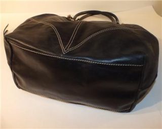 Francesco Biasia Large Black Soft Genuine Leather Hobo Drawstring Tote