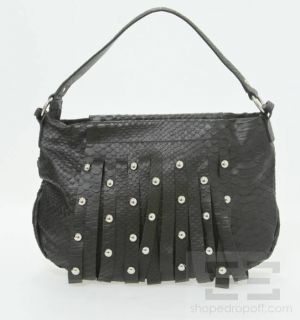 Furla Embossed Black Leather Studded Handbag