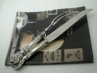 FRANCIS I REED BARTON STERLING LG 2pC ROAST CARVING GAME FORK KNIFE