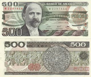 Mexico $ 500 Pesos Francisco I Madero Aug 7, 1984 UNC.