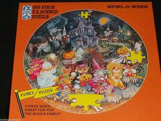 1996 FX Schmid Howl O Ween Halloween 356 PC Round New Puzzle Free US