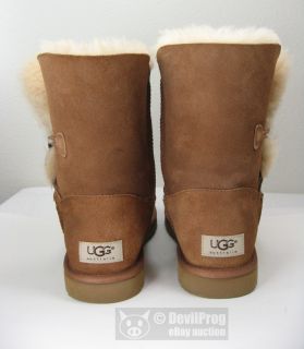 UGG Australia Womens Bailey Button Sheepskin Suede Boots Chestnut US 9