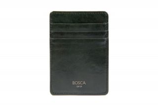 Bosca Money Clip Wallet Credit Card ID Black Leather Brand New