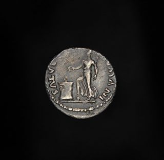 Ancient Roman Silver Denarius Salus Coin of Emperor Galba