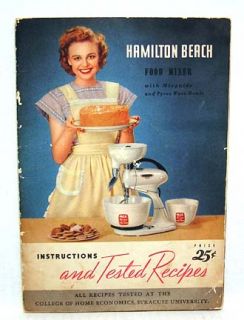 1948 Hamilton Beach Food Mixer Instructions w Recipes