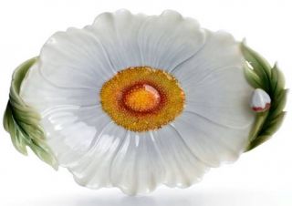 franz collection sculptured porcelain daisy oval plate