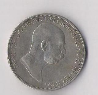 Austria 2 silver coins Franz Joseph I 5 corona 1908 and 20 Kreuzer