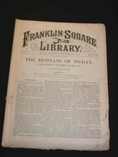 Antique Magazine Harpers Franklin Square Library C1878