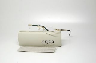 Fred F Move EVO F3 006 Eyeglasses Gold Black Rimless RX Frame