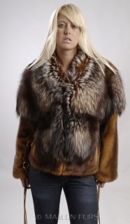 MAILON FURS   Golden Mink Fur jacket with Crystal Fox collar   SAGA