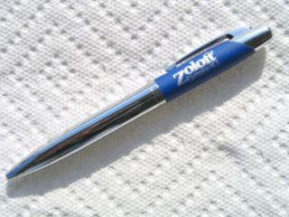 Drug Rep Pens Zoloft Heavy Metal Chrome Blue Mint RARE