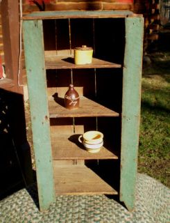 Antique Primitive Salesman Sample Childs Cupboard Old Board Green Milk