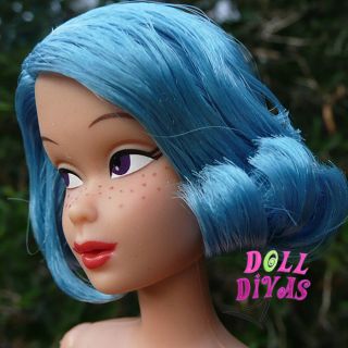 Nude Barbie Friend w Blue Hair Purple Eyes Freckles