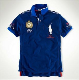 New fashion Navy Blue French Racing Mens POLO Shirt T shirt Size S M L