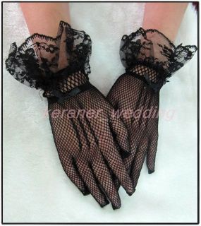  Fishnet Lace Short Wrist Bridal Accessories Bride Wedding Prom Gloves
