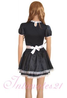 Sexy French Maid Costume Wetlook PU Dress Fullset 3232