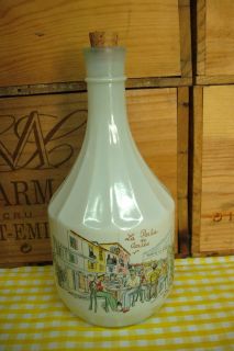 French Decanter Wine Carafe Empty Bottle Milky White Glass Storage