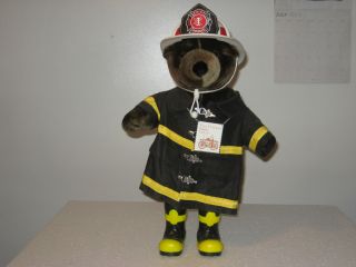 1986 J J Wind Patriot Bear Fireman Firechief Stuffed Bear