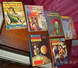 Pulp Novel 6 Book Lot Dinosaur Sci Fi Leiber Freas Monsters Spaceship