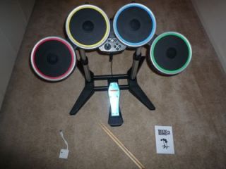 Wii Rockband Wireless Drumset Drums with Sticks Pedal Dongle Rock Band