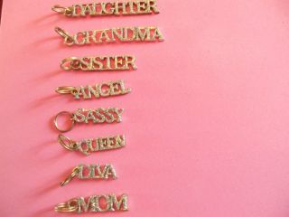 Asst Word Charms by Ganz Add to Any Bracelet Necklace Keychain or