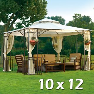  12 Avalon Luxury Gazebo with Netting Outdoor Metal Patio Garden Canopy