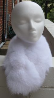 56222 New White Fox fur headband scarf hat collar wrap head band