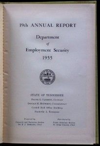 19th Annual Report Dept of Employment Security TN 1955