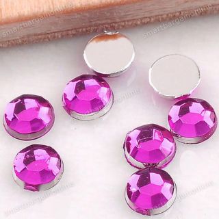1000pc 3D Fuschia Faceted 3mm Acrylic Crystal Nail Art Flat Back Craft