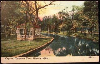 Vinewood Park Lagoon Topeka Kansas KS Antique Postcard