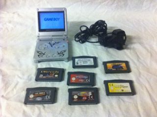  Game Boy Advance SP Tribal Limited Edition Silver 7 Great Games