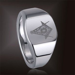  Carbide Ring Silver Elegant Magnificent Freemason Masonic Ring   TG040