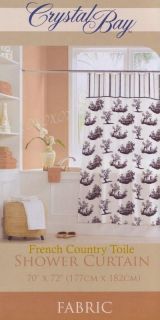 french country black toile fabric shower curtain nip