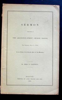  Preached in The Arlington Street Church, Boston, 1864 1st ed. Gannett