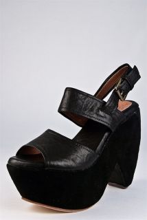 Gee Wawa footwear Wedge Platform Sandals Flora Black Leather