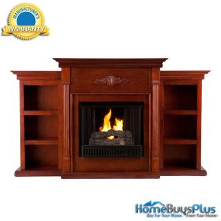 DOROTHY Mahogany Gel Fireplace W/ Bookcases Media 42 Tv Stand