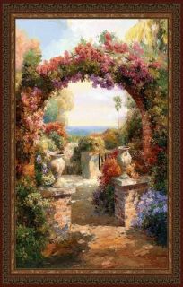 Floral Archway Wall Tapestry Arch Ocean View Flowers Garden