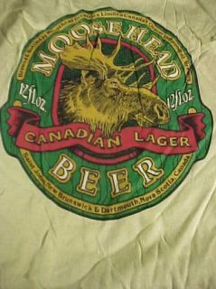Vintage Beige Moosehead Beer T Shirt Large Made in USA