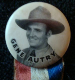 Gene Autry Cowboy Singing Movie Western Pinback Badge Baseball Los