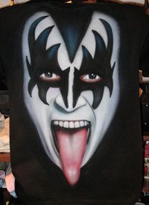 Gene Simmons Kiss Airbrush Portrait Black Shirt Tshirt