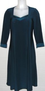 New George Simonton Glossy Knit Dress w Seam Detail Peacock XS